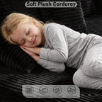 Yomsum Oversized Plush Chaise Lounge Sofa, Indoor Compressed Floor Lounger with 3 Pillows and Built-In Cup Holders, Comfortable Reading Couch for Living Room